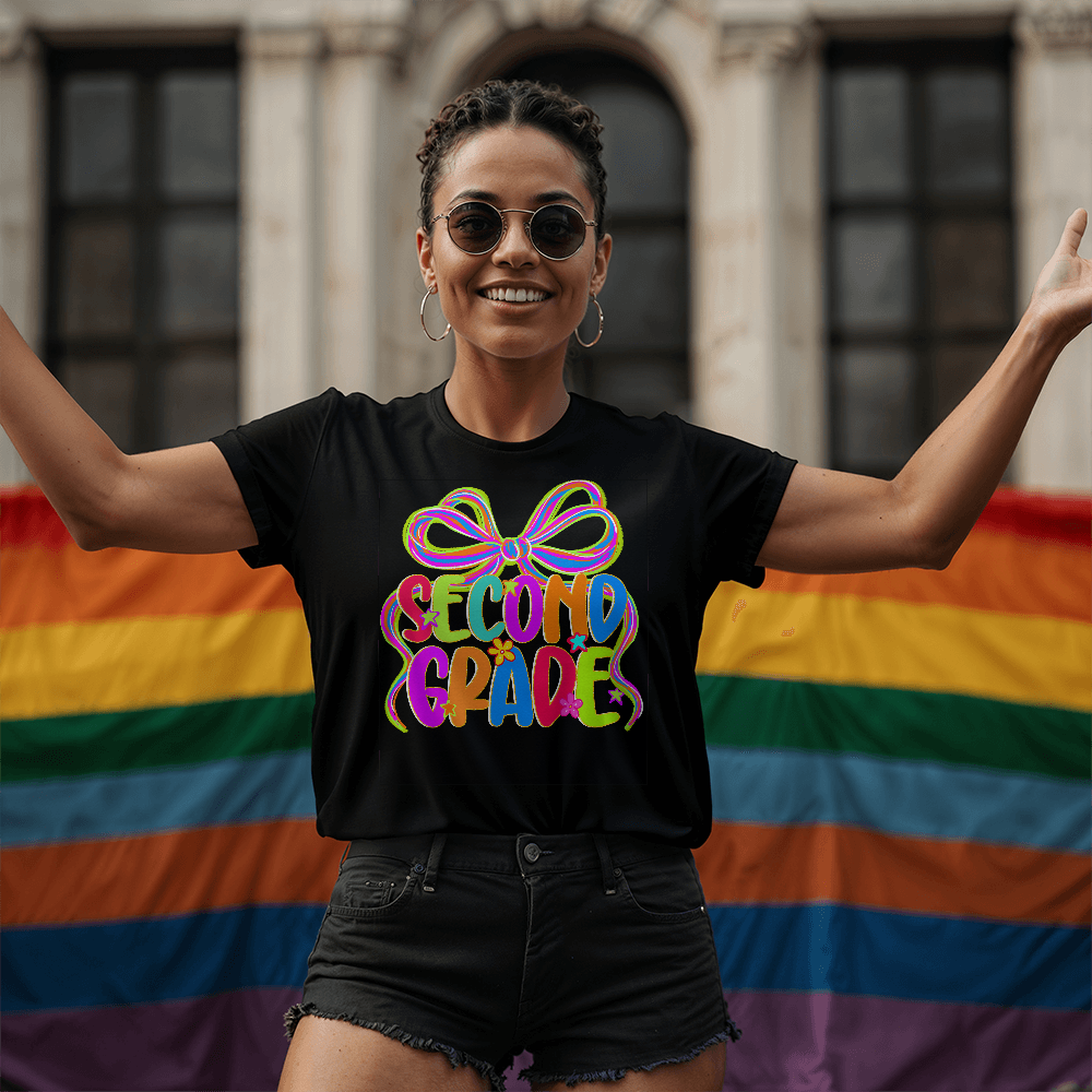 Second Grade Neon Ribbon Teacher Team T-shirt