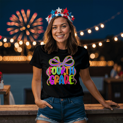 Fourth Grade Neon Teacher Team T-shirt