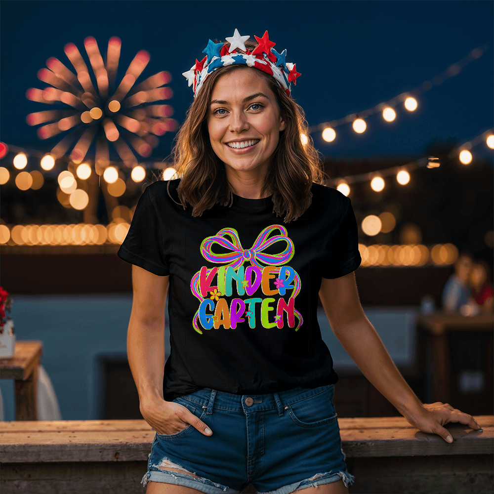 Kindergarten Neon Ribbon Teacher Team T-shirt