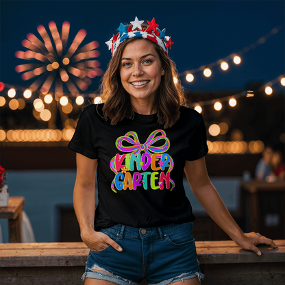 Kindergarten Neon Ribbon Teacher Team T-shirt