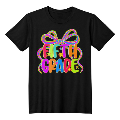 Neon Bow Fifth Grade Team Teacher T-shirt