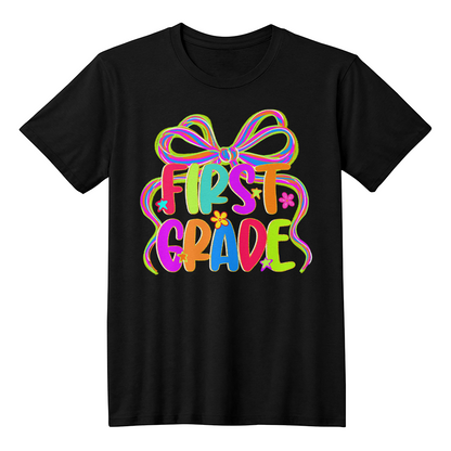 First Grade Neon Ribbon Teacher Team T-shirt