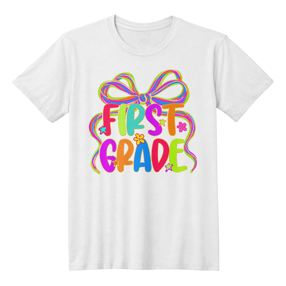 First Grade Neon Ribbon Teacher Team T-shirt