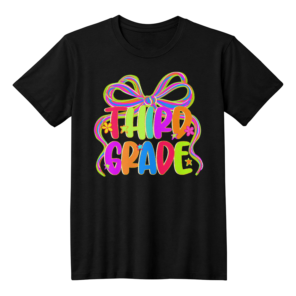 Third Grade Neon Ribbon Teacher Team T-shirts