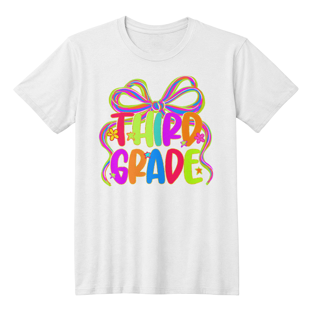 Third Grade Neon Ribbon Teacher Team T-shirts