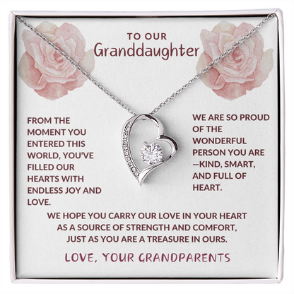 To Granddaughter From Grandparents Forever Love Heart Necklace