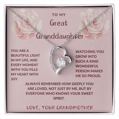 Great-Granddaughter Forever Love Heart Necklace