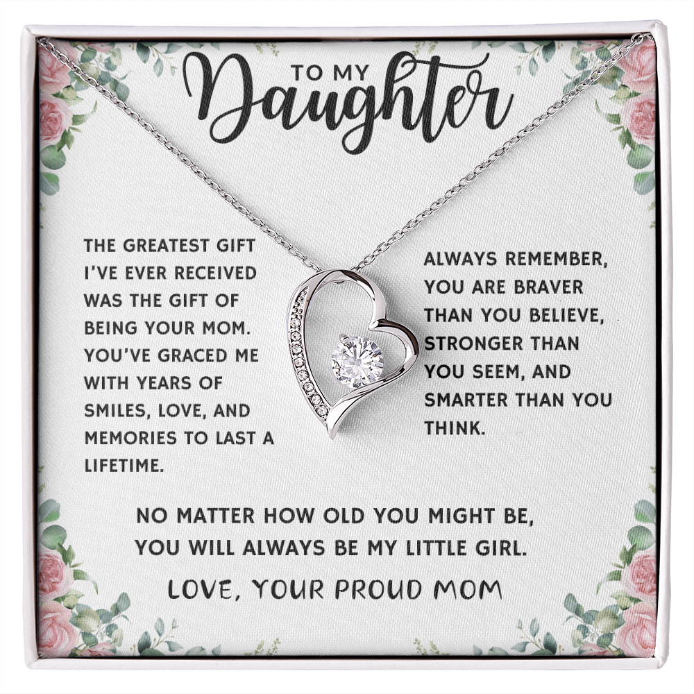 Proud Mom of Daughter Forever Love Heart Necklace