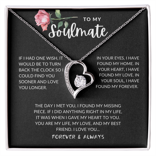 Soulmates Forever and Always Heart Necklace