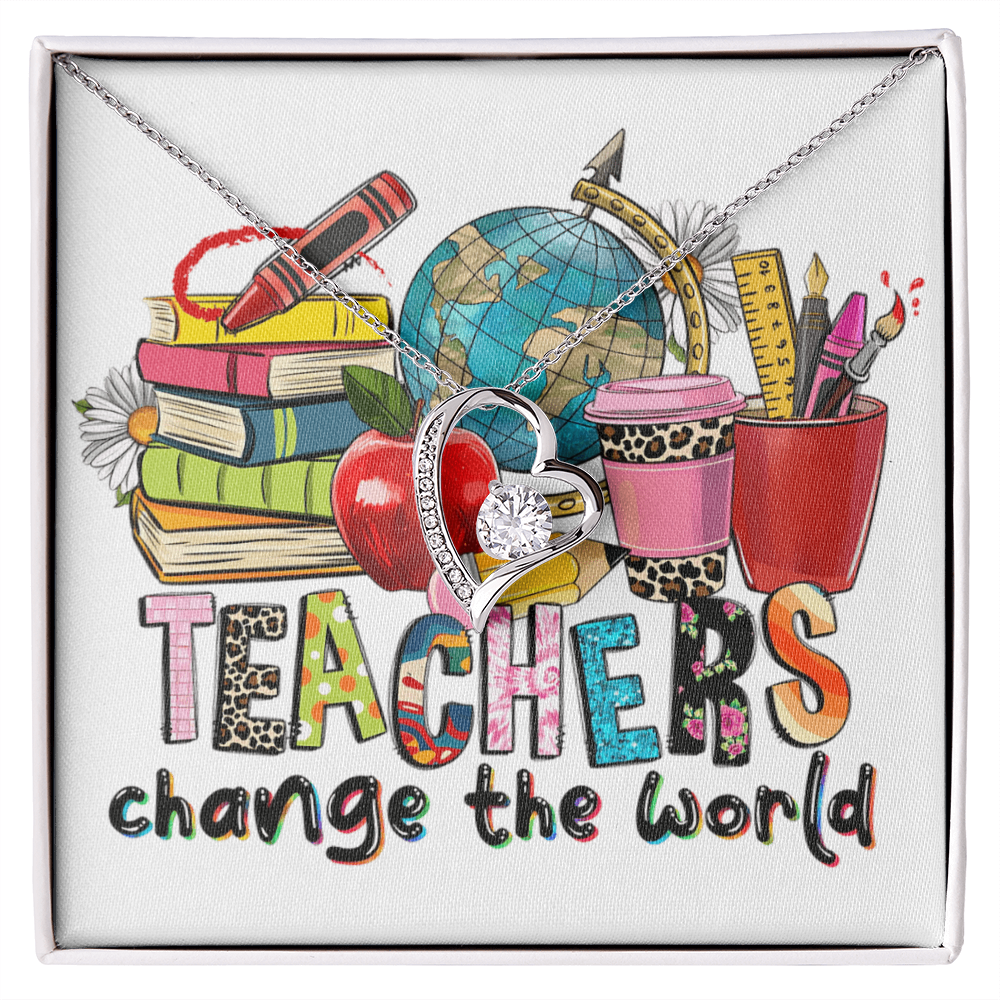 Teachers Change the World Heart Necklace