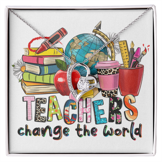 Teachers Change the World Heart Necklace