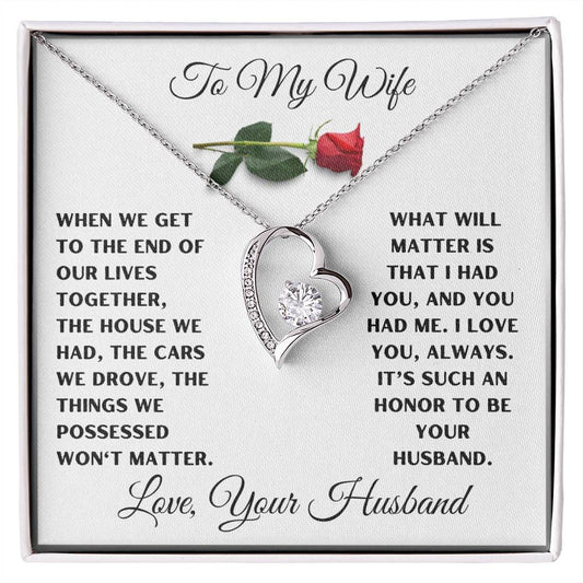 To My Wife Forever Love Heart Necklace