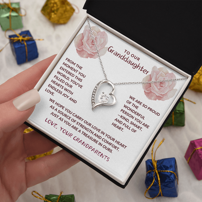 To Granddaughter From Grandparents Forever Love Heart Necklace