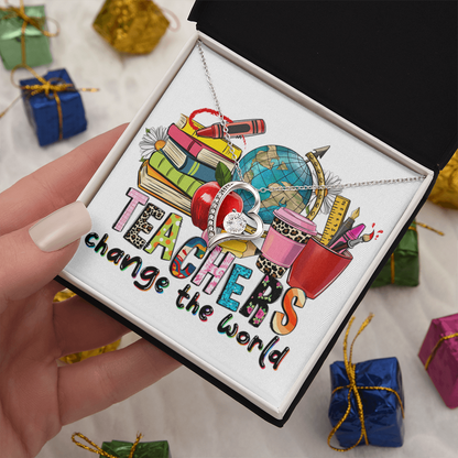 Teachers Change the World Heart Necklace