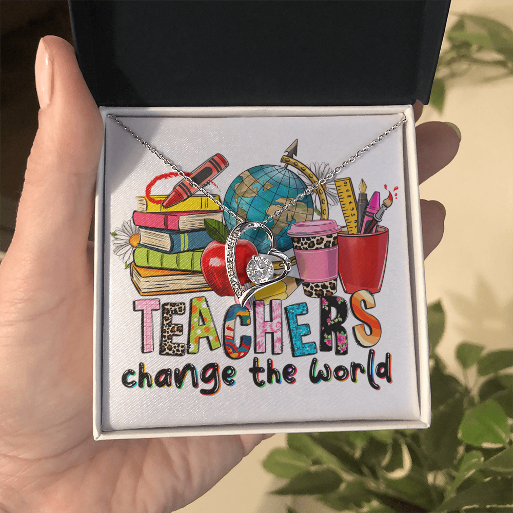 Teachers Change the World Heart Necklace