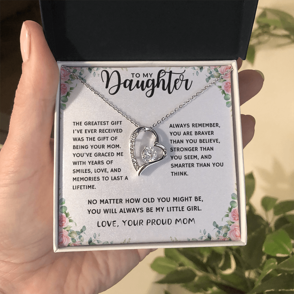 Proud Mom of Daughter Forever Love Heart Necklace