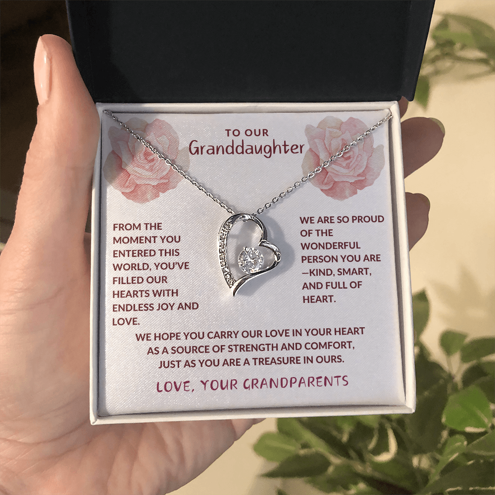 To Granddaughter From Grandparents Forever Love Heart Necklace