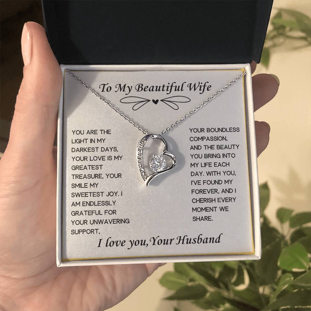 To My Beautiful Wife Heart Necklace