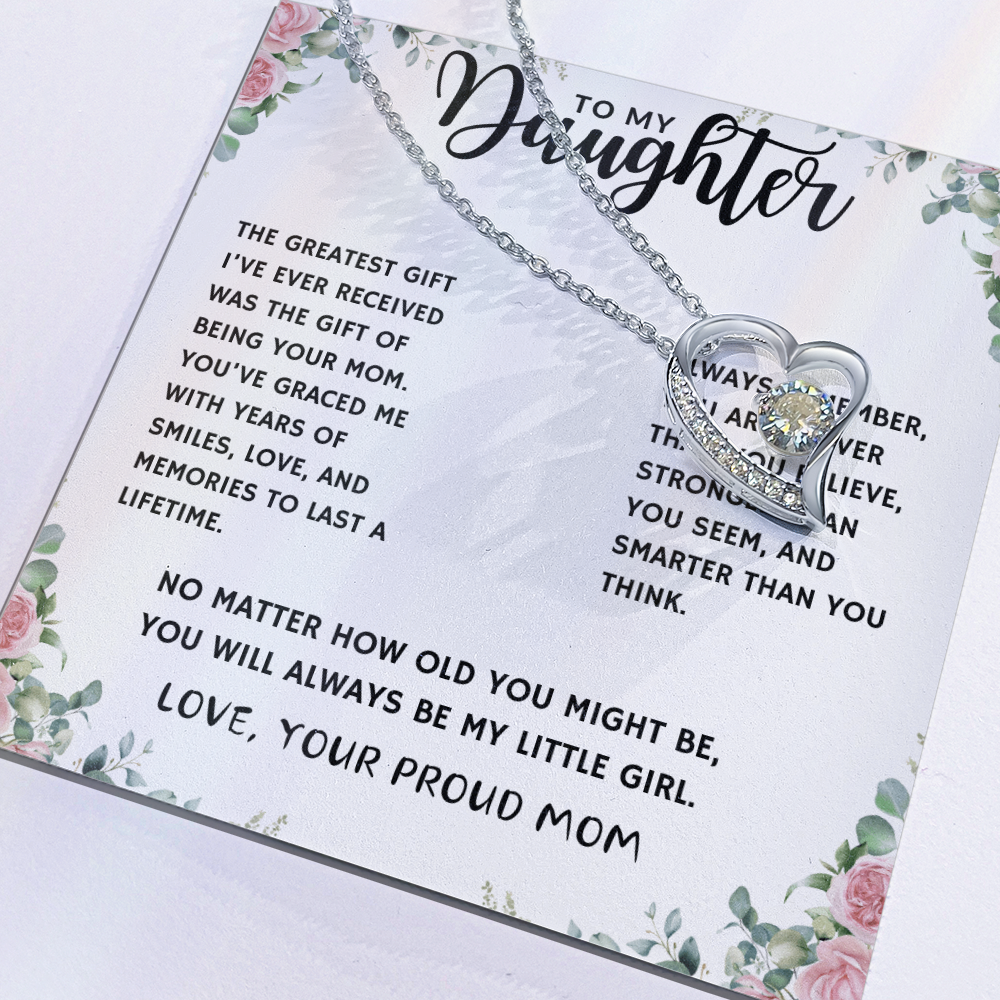 Proud Mom of Daughter Forever Love Heart Necklace