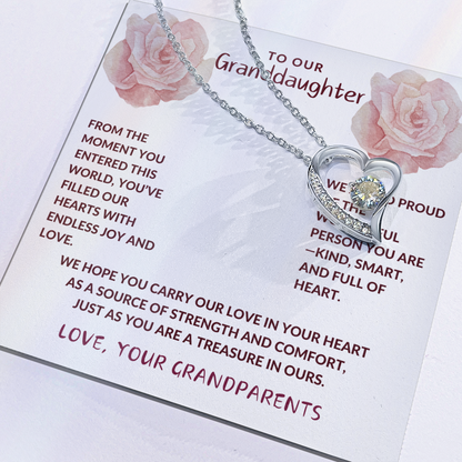 To Granddaughter From Grandparents Forever Love Heart Necklace