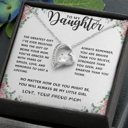 Proud Mom of Daughter Forever Love Heart Necklace