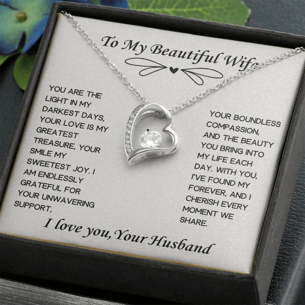 To My Beautiful Wife Heart Necklace