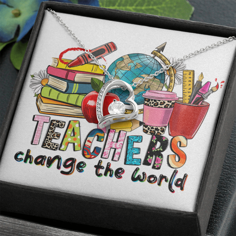 Teachers Change the World Heart Necklace