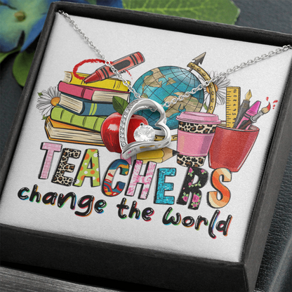 Teachers Change the World Heart Necklace