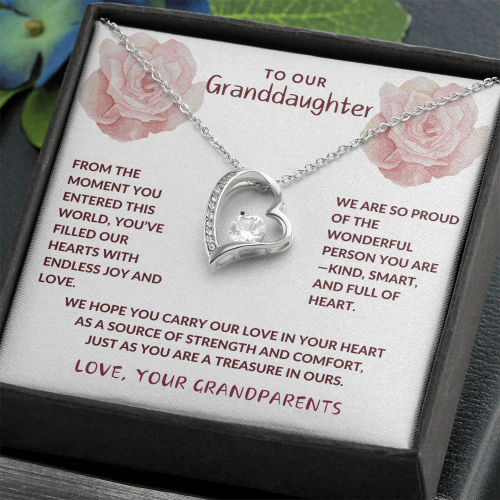 To Granddaughter From Grandparents Forever Love Heart Necklace