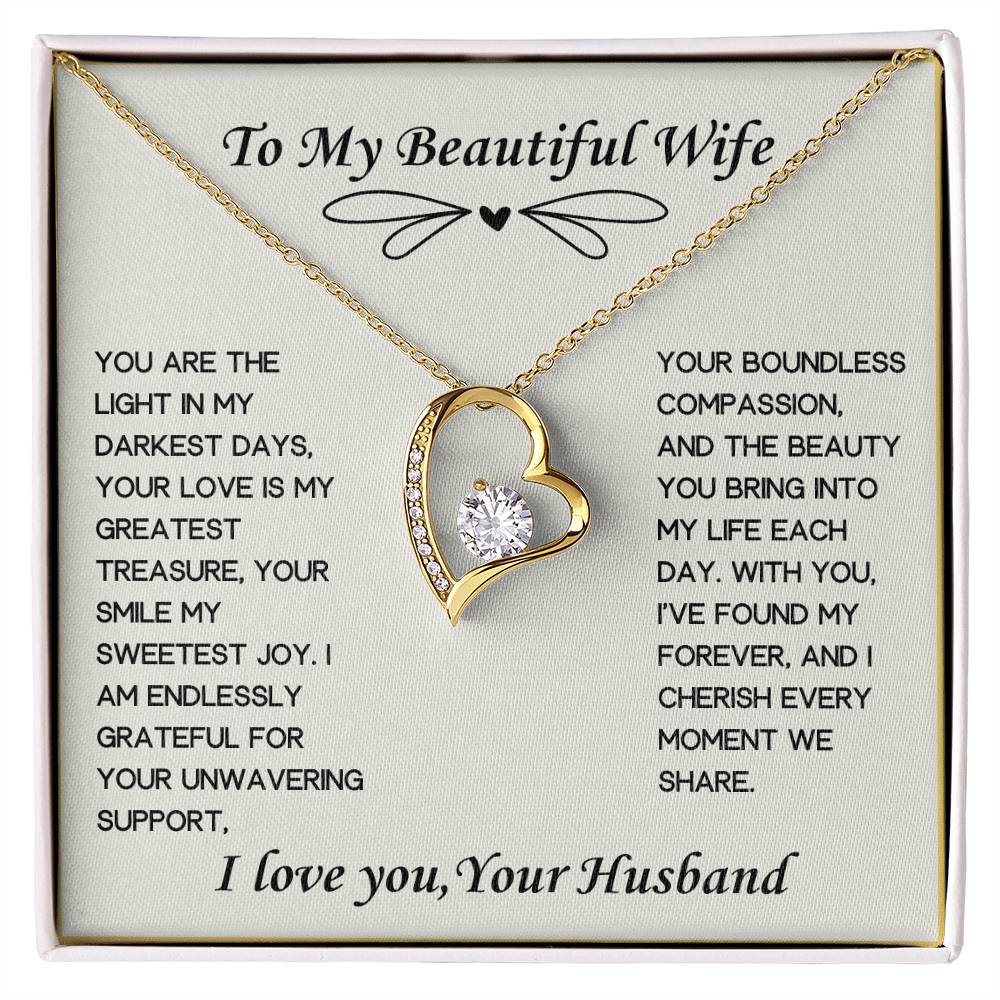 To My Beautiful Wife Heart Necklace