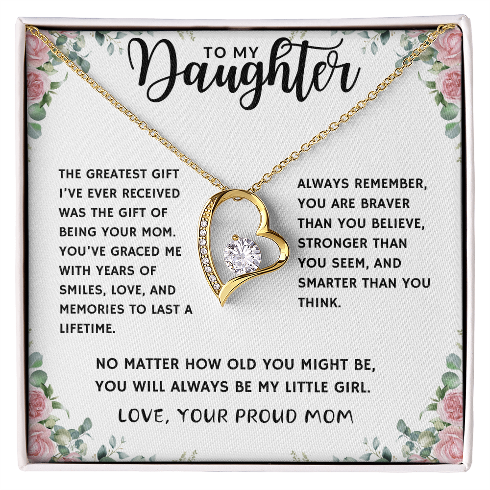 Proud Mom of Daughter Forever Love Heart Necklace