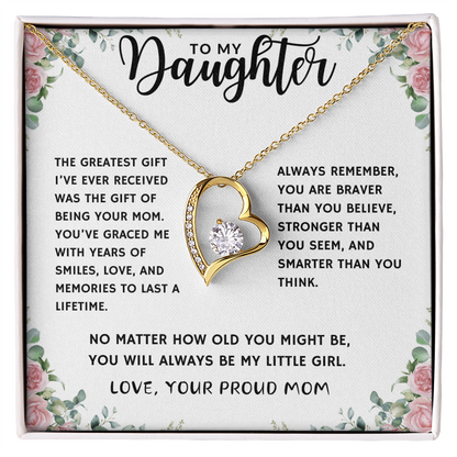 Proud Mom of Daughter Forever Love Heart Necklace