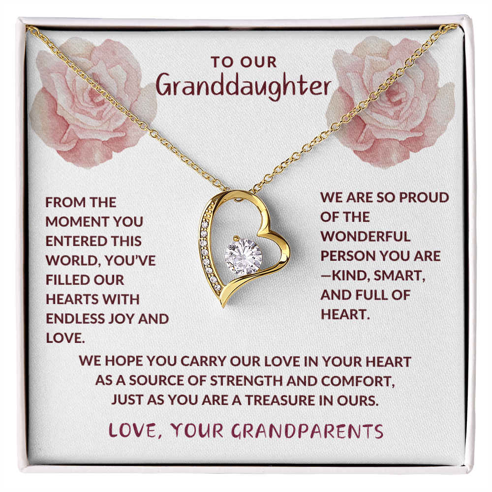 To Granddaughter From Grandparents Forever Love Heart Necklace