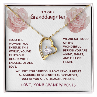 To Granddaughter From Grandparents Forever Love Heart Necklace