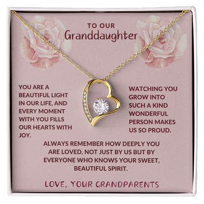 Proud of Granddaughter Forever Love Heart Necklace