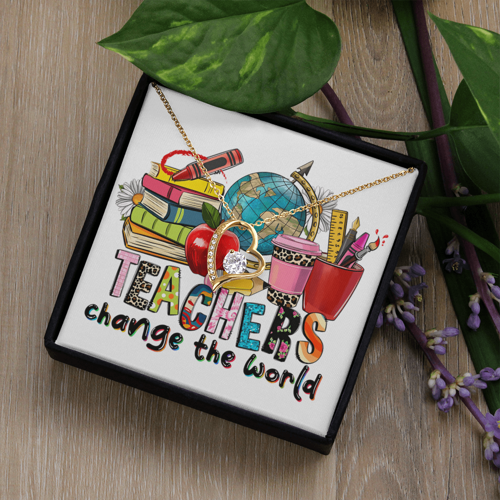 Teachers Change the World Heart Necklace