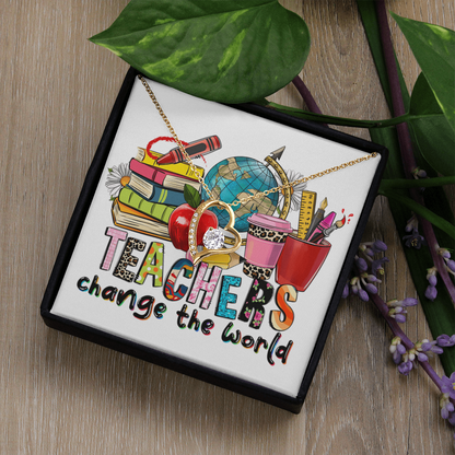 Teachers Change the World Heart Necklace