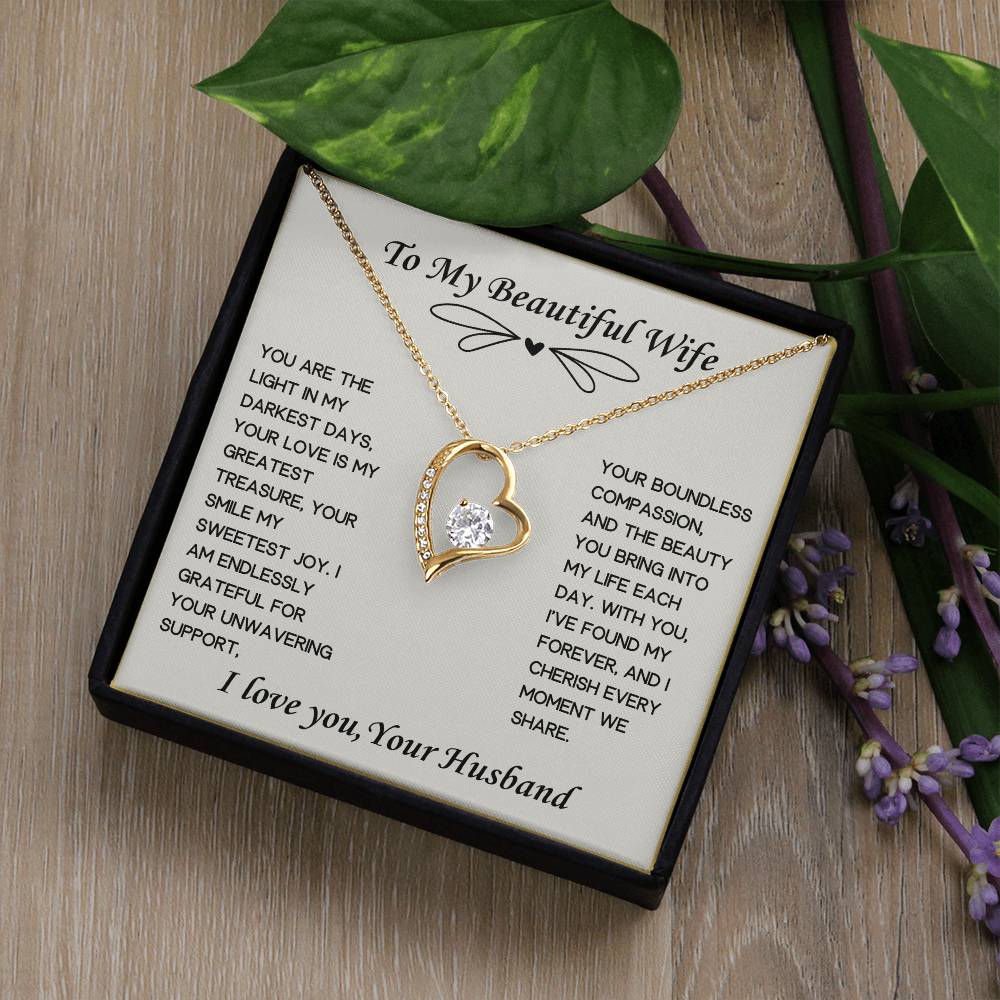 To My Beautiful Wife Heart Necklace