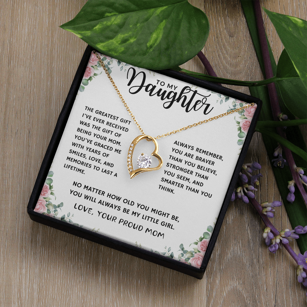 Proud Mom of Daughter Forever Love Heart Necklace