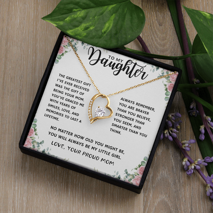 Proud Mom of Daughter Forever Love Heart Necklace