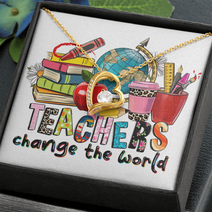 Teachers Change the World Heart Necklace