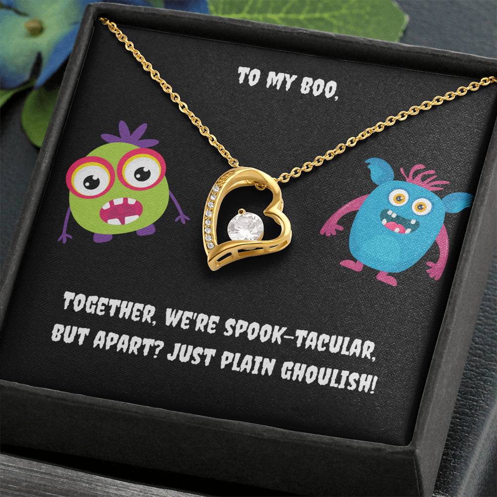 To My Boo Halloween Heart Necklace