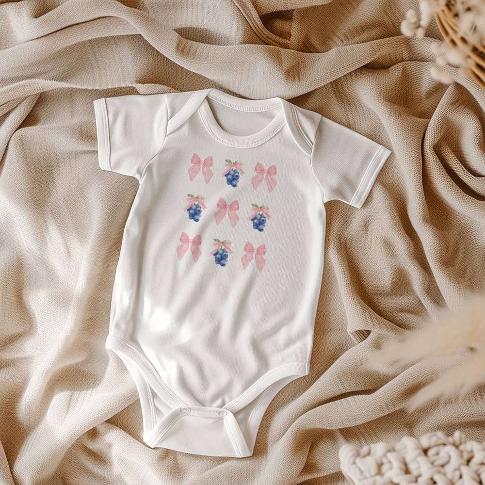 Blueberries and Bows Coquette Onesie