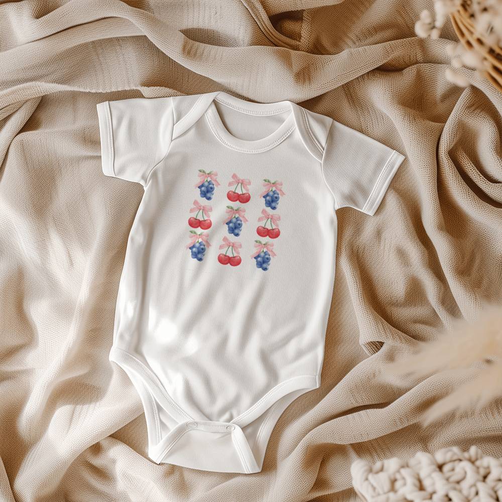 Blueberry Cherry Baby Coquette Onesie