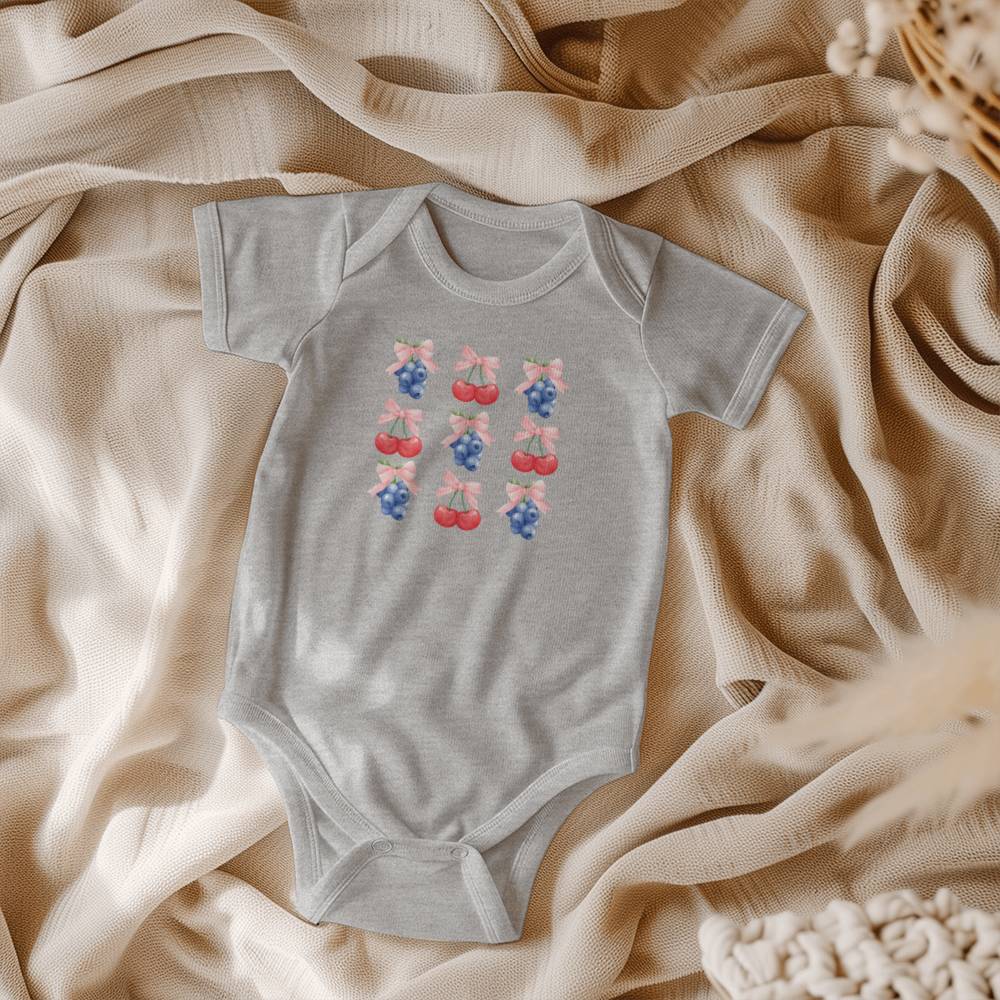 Blueberry Cherry Baby Coquette Onesie