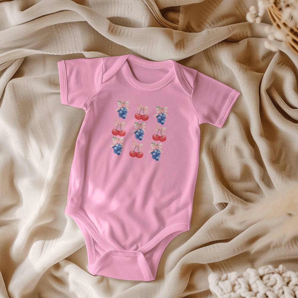 Blueberry Cherry Baby Coquette Onesie