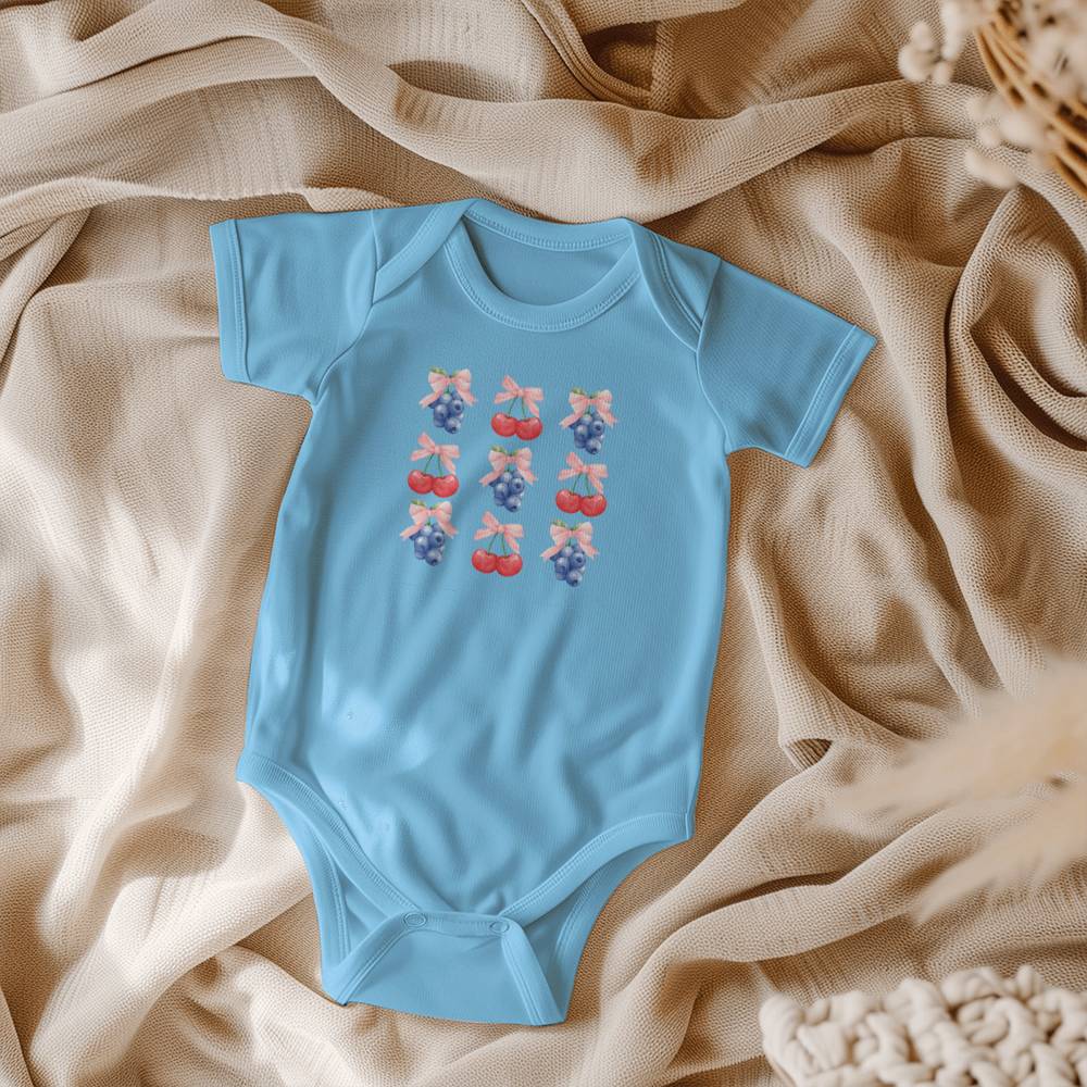 Blueberry Cherry Baby Coquette Onesie