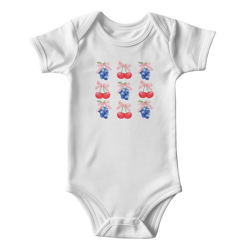 Blueberry Cherry Baby Coquette Onesie