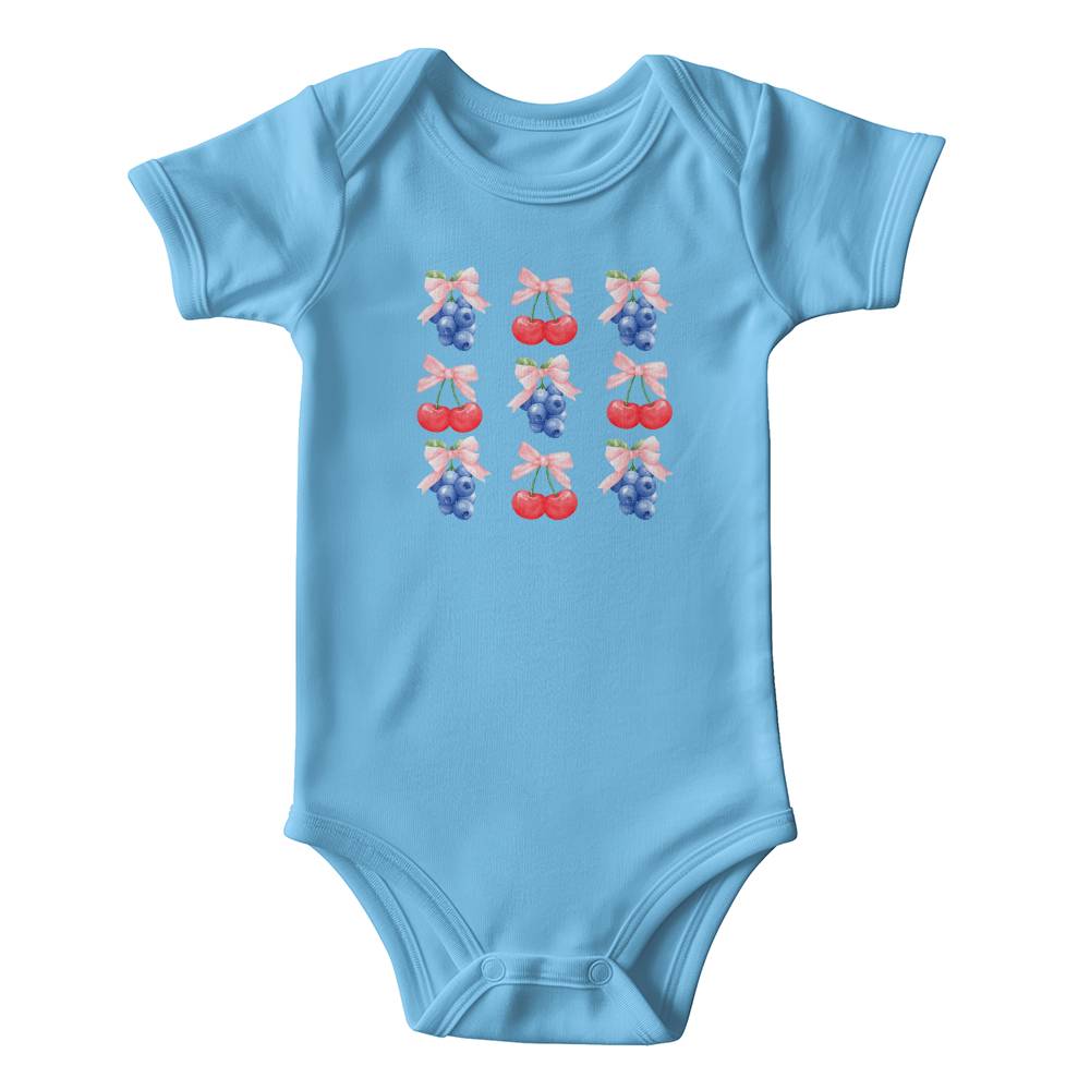 Blueberry Cherry Baby Coquette Onesie