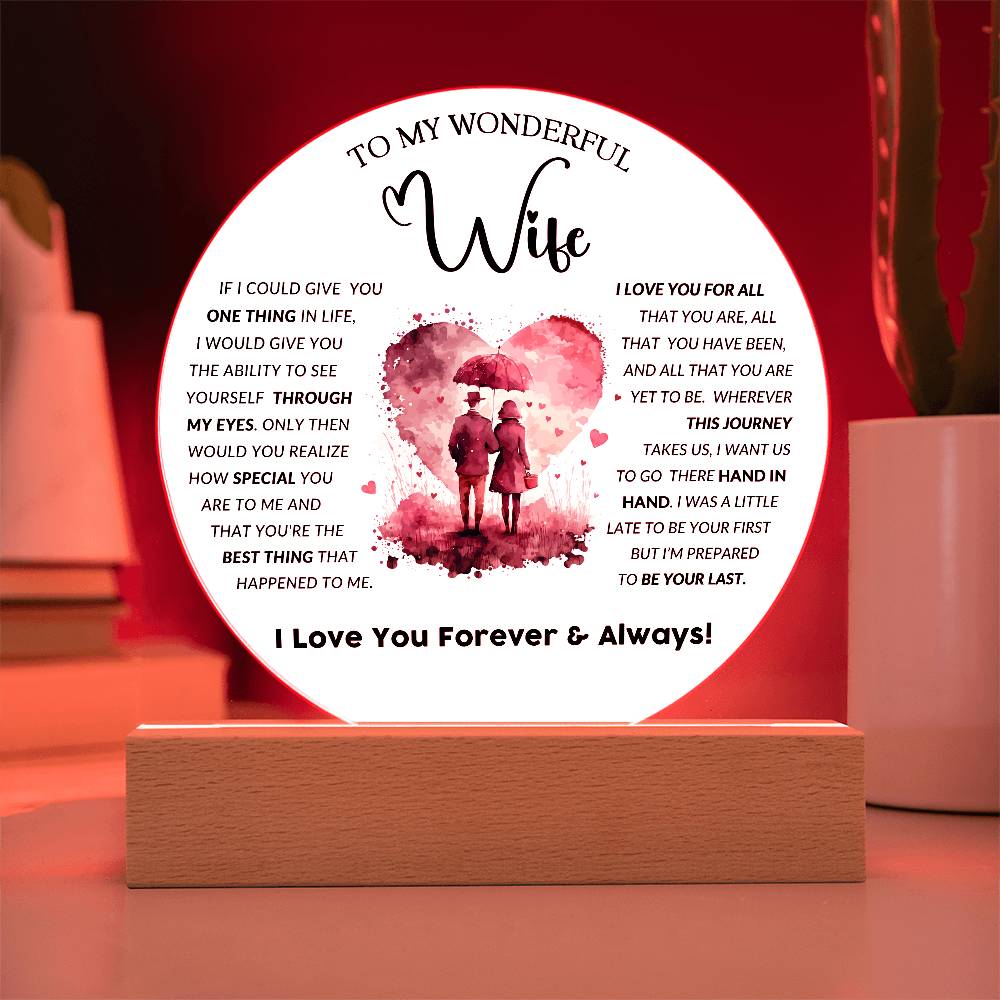 To My Wonderful Wife - Acrylic Circle Plaque